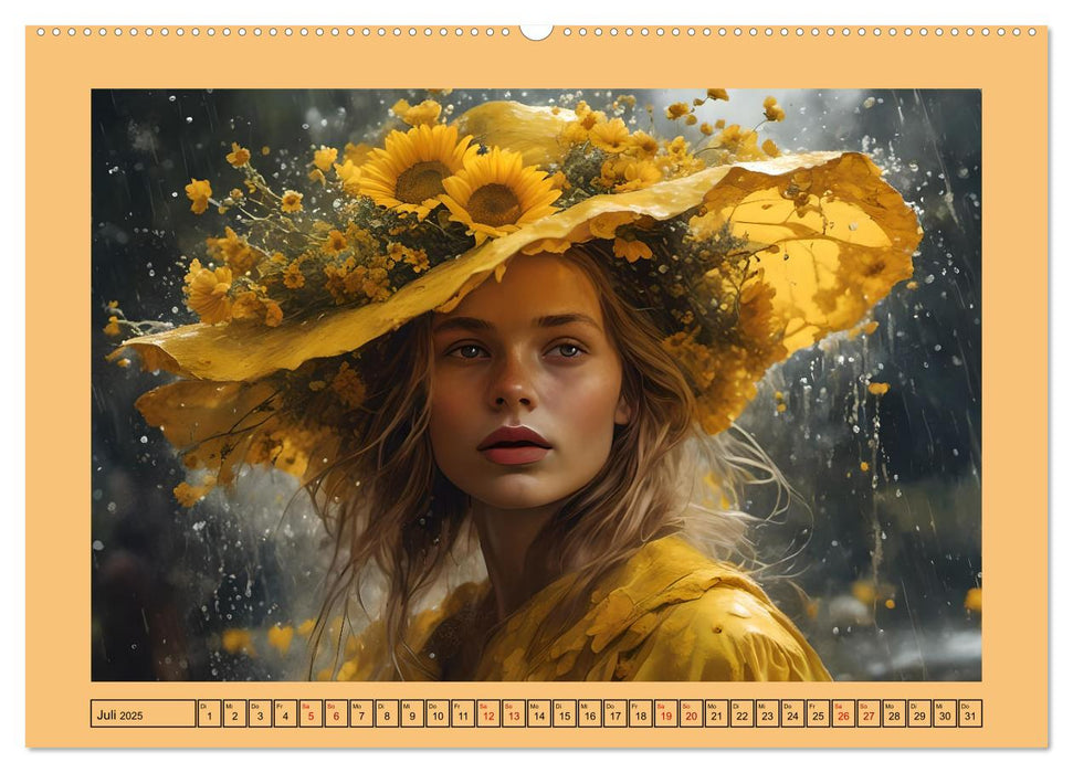 Regenzauber - Frauen im Wandel der Jahreszeiten (CALVENDO Premium Wandkalender 2025)
