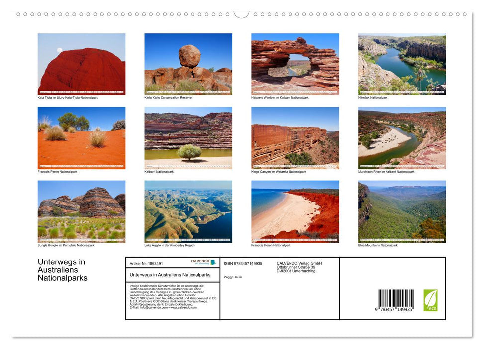 Unterwegs in Australiens Nationalparks (CALVENDO Premium Wandkalender 2025)