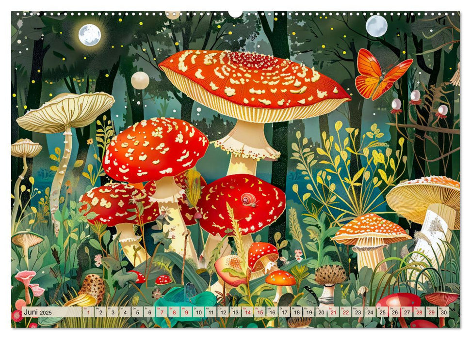 Zauberwelt der Pilze - Fantasievolle Pilze im verwunschenen Wald (CALVENDO Wandkalender 2025)