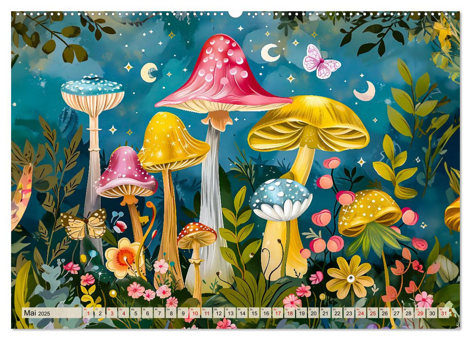 Zauberwelt der Pilze - Fantasievolle Pilze im verwunschenen Wald (CALVENDO Premium Wandkalender 2025)
