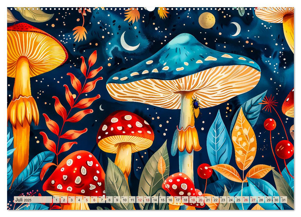 Zauberwelt der Pilze - Fantasievolle Pilze im verwunschenen Wald (CALVENDO Premium Wandkalender 2025)