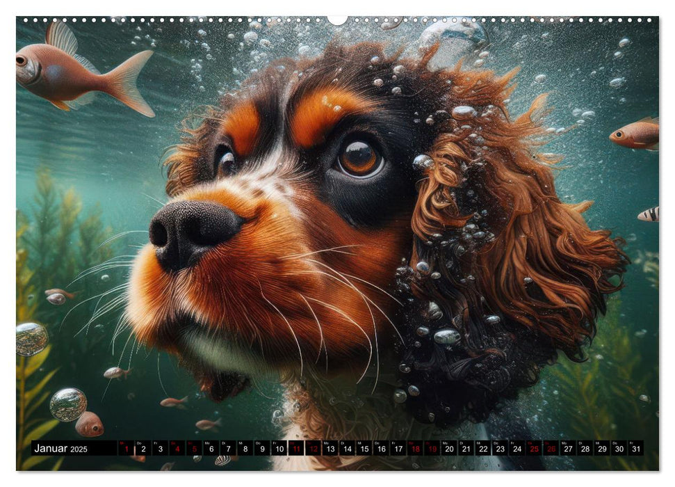 Badespaß - Hunde unter Wasser (CALVENDO Premium Wandkalender 2025)