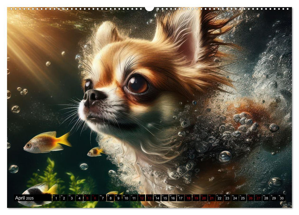 Badespaß - Hunde unter Wasser (CALVENDO Premium Wandkalender 2025)