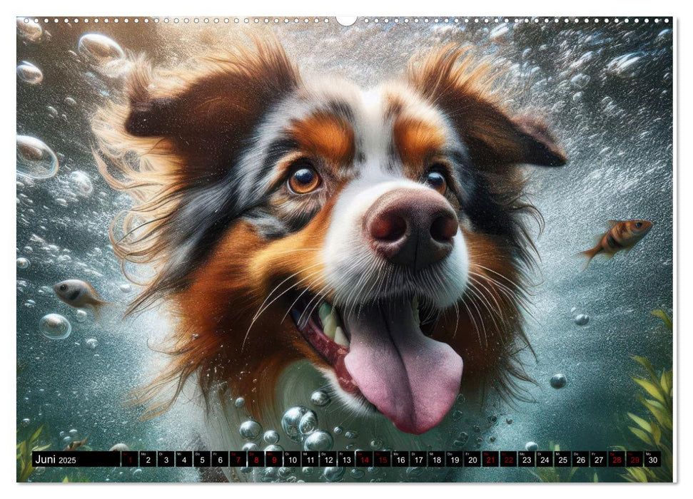 Badespaß - Hunde unter Wasser (CALVENDO Premium Wandkalender 2025)