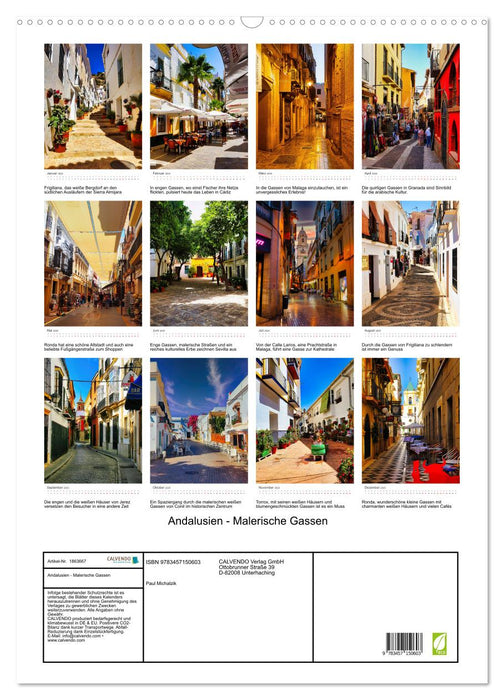 Andalusien - Malerische Gassen (CALVENDO Wandkalender 2025)