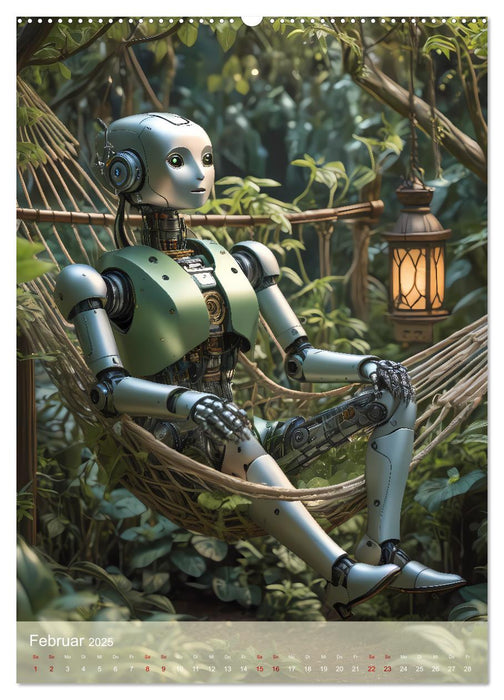 Roboter im Garten - Kleine Helfer (CALVENDO Premium Wandkalender 2025)