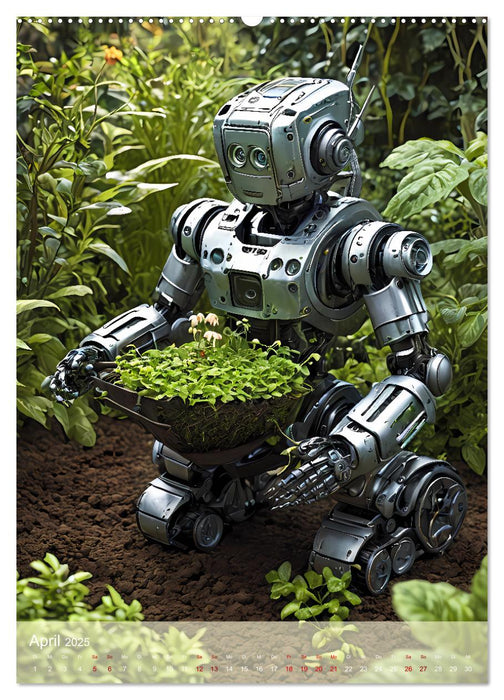 Roboter im Garten - Kleine Helfer (CALVENDO Premium Wandkalender 2025)
