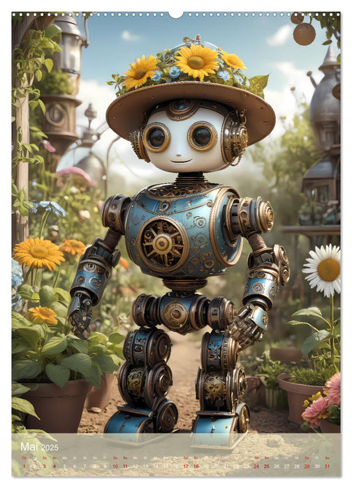 Roboter im Garten - Kleine Helfer (CALVENDO Premium Wandkalender 2025)
