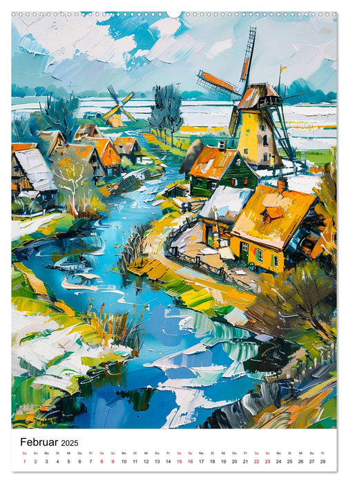 Niederländische Impressionen - Lebensgefühl zwischen Tulpen, Windmühlen und Grachten (CALVENDO Wandkalender 2025)