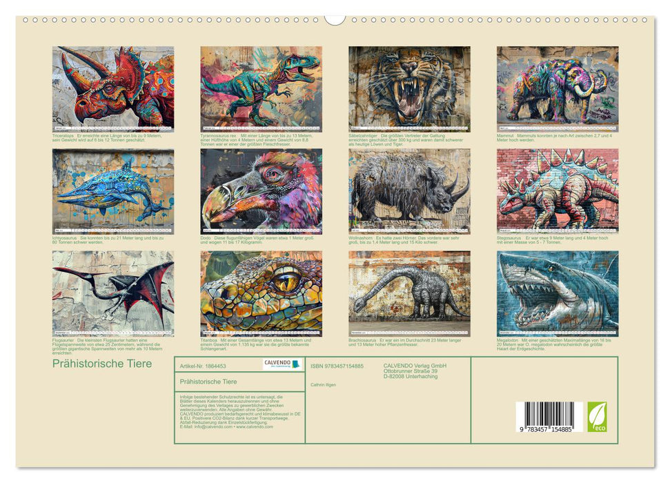 Prähistorische Tiere (CALVENDO Premium Wandkalender 2025)