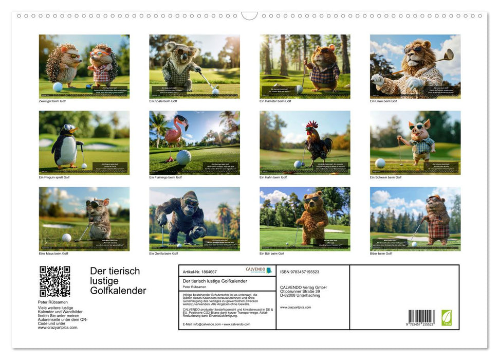 Der tierisch lustige Golfkalender (CALVENDO Wandkalender 2025)