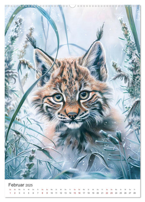 Tierkinder - Niedliche illustrierte Wildtiere in Wald und Flur (CALVENDO Wandkalender 2025)