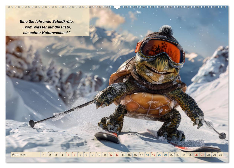 Tierisch lustige Skifahrer (CALVENDO Wandkalender 2025)