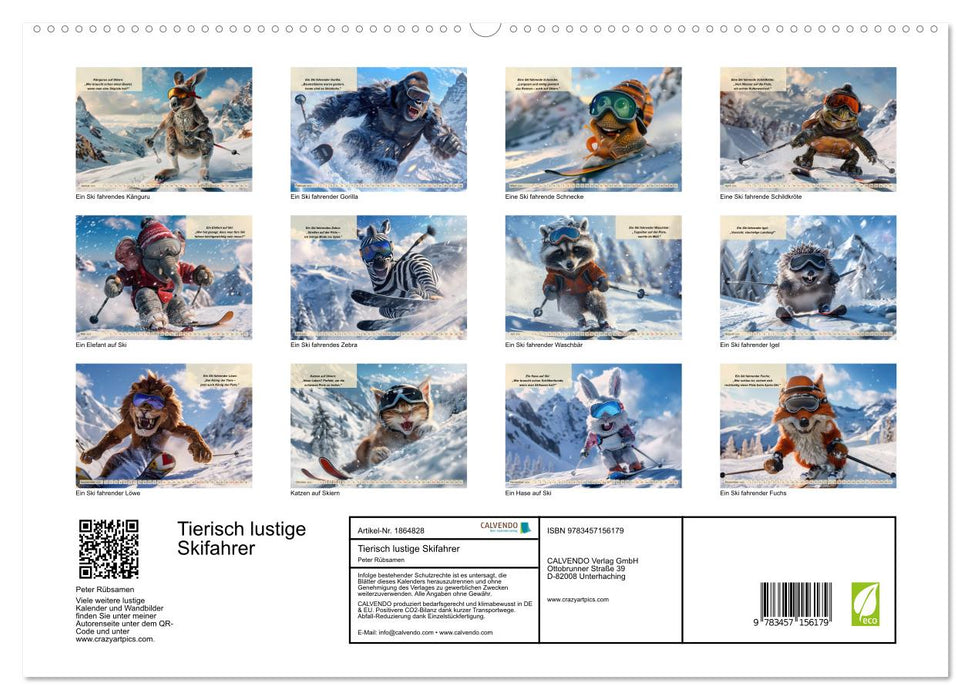 Tierisch lustige Skifahrer (CALVENDO Premium Wandkalender 2025)