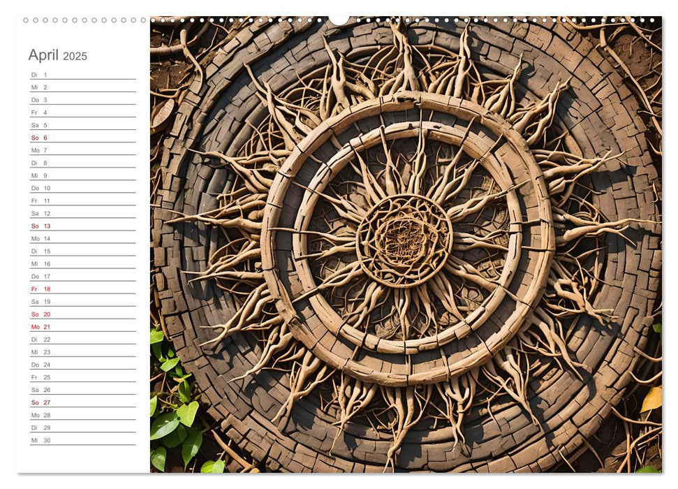 Natural Mandalas - Kraftvolle KI Mandalas aus Naturmaterialien (CALVENDO Wandkalender 2025)