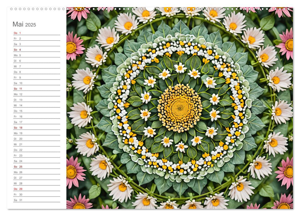 Natural Mandalas - Kraftvolle KI Mandalas aus Naturmaterialien (CALVENDO Wandkalender 2025)