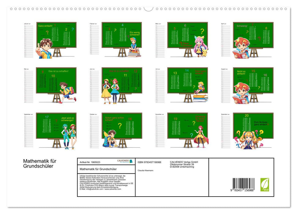 Mathematik für Grundschüler (CALVENDO Premium Wandkalender 2025)