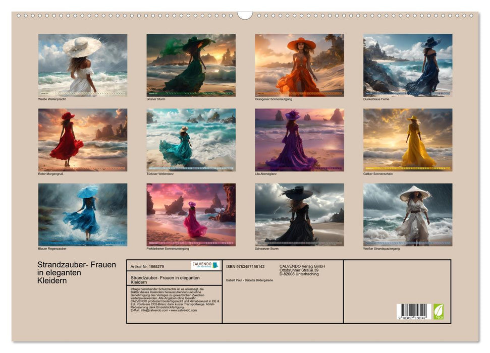 Strandzauber- Frauen in eleganten Kleidern (CALVENDO Wandkalender 2025)