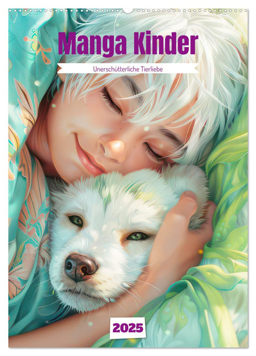 Manga Kinder - Unerschütterliche Tierliebe (CALVENDO Wandkalender 2025)