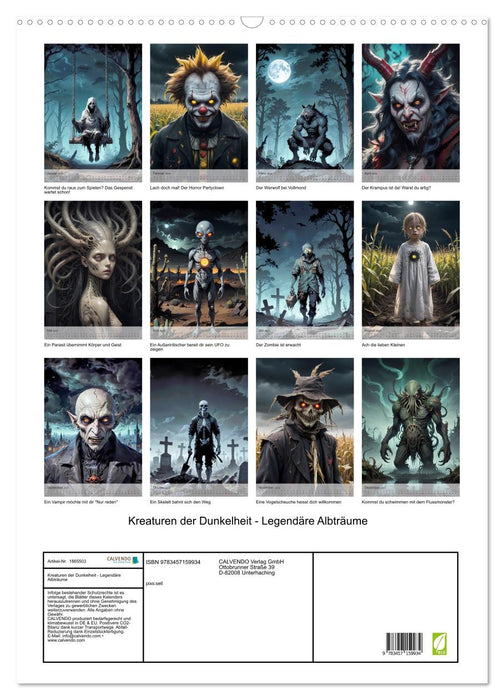 Kreaturen der Dunkelheit - Legendäre Albträume (CALVENDO Wandkalender 2025)