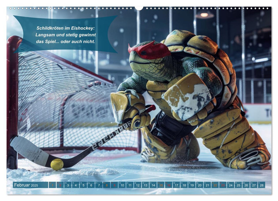 Der tierisch lustige Eishockey Kalender (CALVENDO Premium Wandkalender 2025)