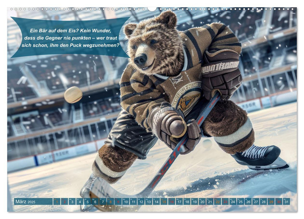 Der tierisch lustige Eishockey Kalender (CALVENDO Premium Wandkalender 2025)