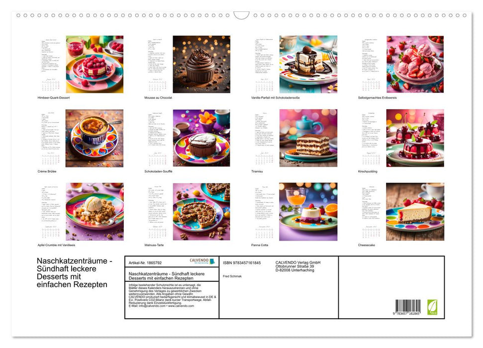 Naschkatzenträume - Sündhaft leckere Desserts mit einfachen Rezepten (CALVENDO Wandkalender 2025)