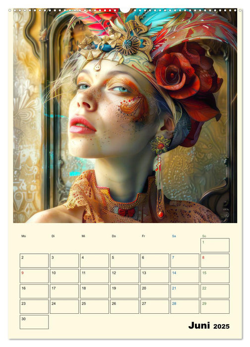 Surreale Frauenportraits im venezianischen Stil - Planer (CALVENDO Premium Wandkalender 2025)