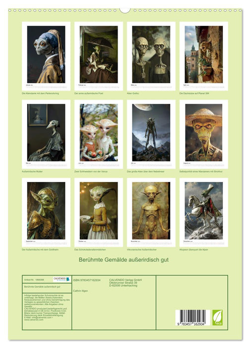Berühmte Gemälde außerirdisch gut (CALVENDO Premium Wandkalender 2025)