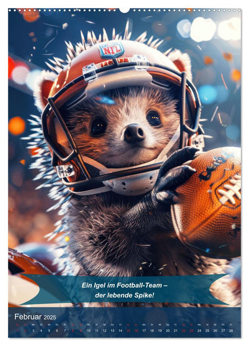 American Football mit tierischem Humor (CALVENDO Wandkalender 2025)