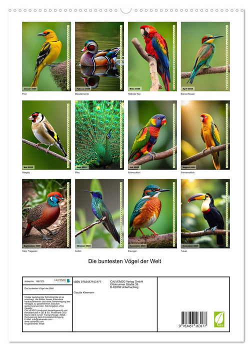 Die buntesten Vögel der Welt (CALVENDO Premium Wandkalender 2025)