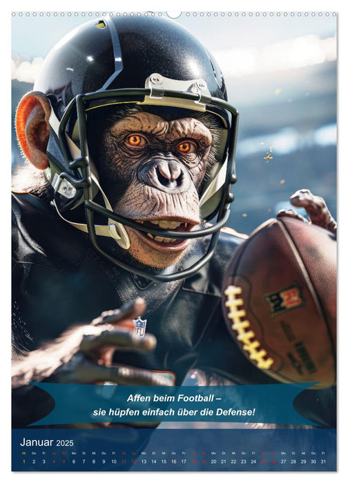 American Football mit tierischem Humor (CALVENDO Premium Wandkalender 2025)