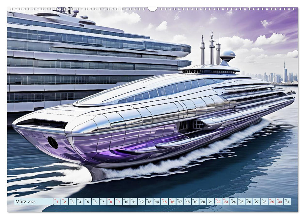 Wogen der Zukunft - Futuristische Jachten (CALVENDO Wandkalender 2025)