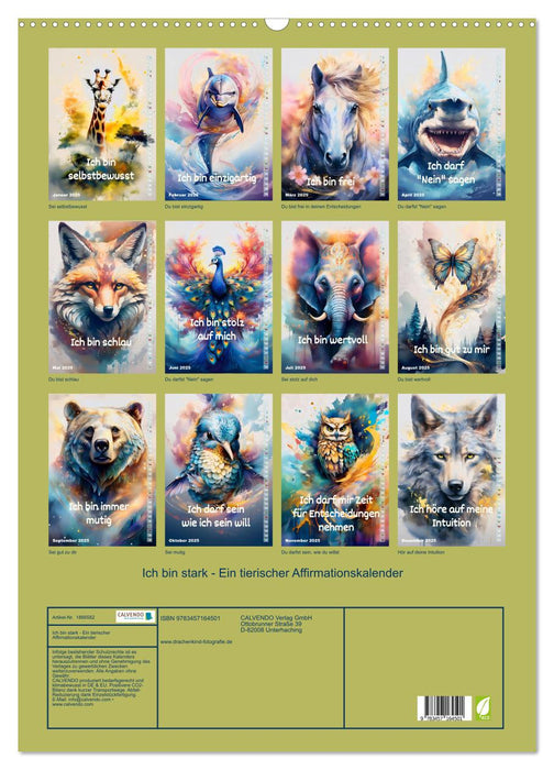 Ich bin stark - Ein tierischer Affirmationskalender (CALVENDO Wandkalender 2025)
