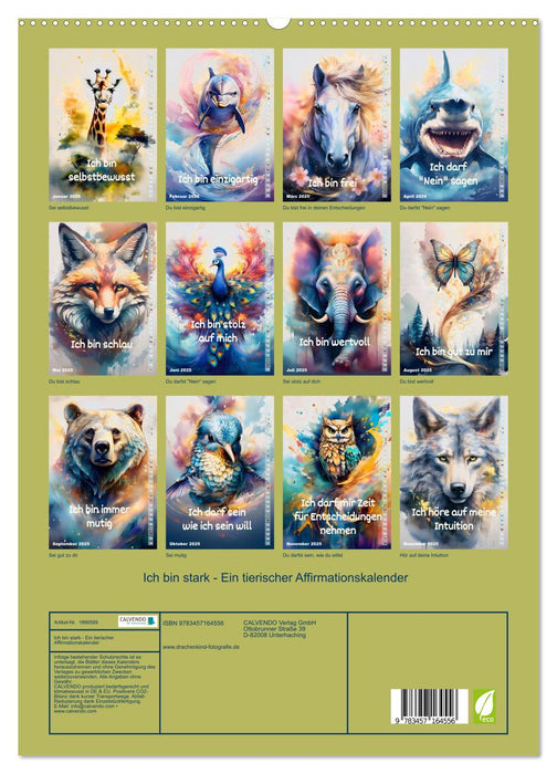 Ich bin stark - Ein tierischer Affirmationskalender (CALVENDO Premium Wandkalender 2025)