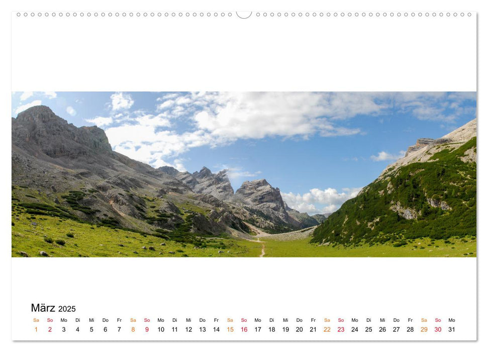 Der Dolomiten Höhenweg EINS in Panoramabildern (CALVENDO Premium Wandkalender 2025)