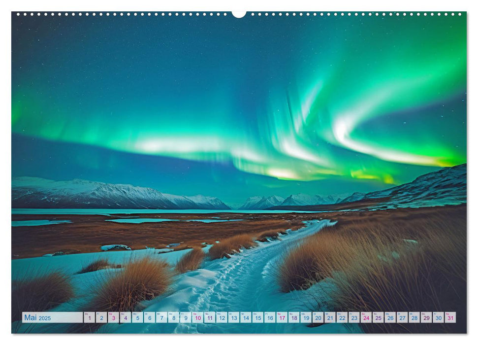 Traumhafte Polarlichter . Licht, Schnee und Eis hoch im Norden (CALVENDO Premium Wandkalender 2025)