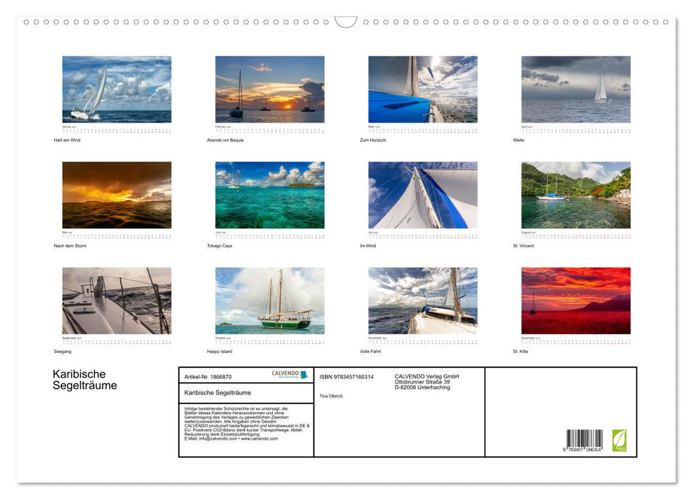 Karibische Segelträume (CALVENDO Wandkalender 2025)