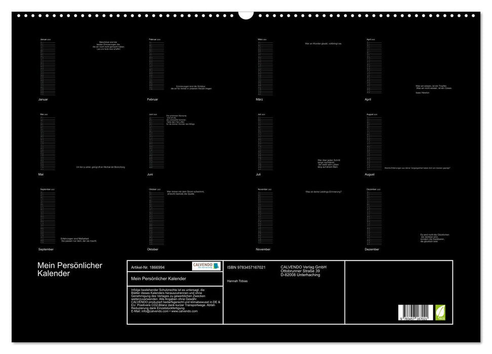 Mein Persönlicher Kalender (CALVENDO Wandkalender 2025)