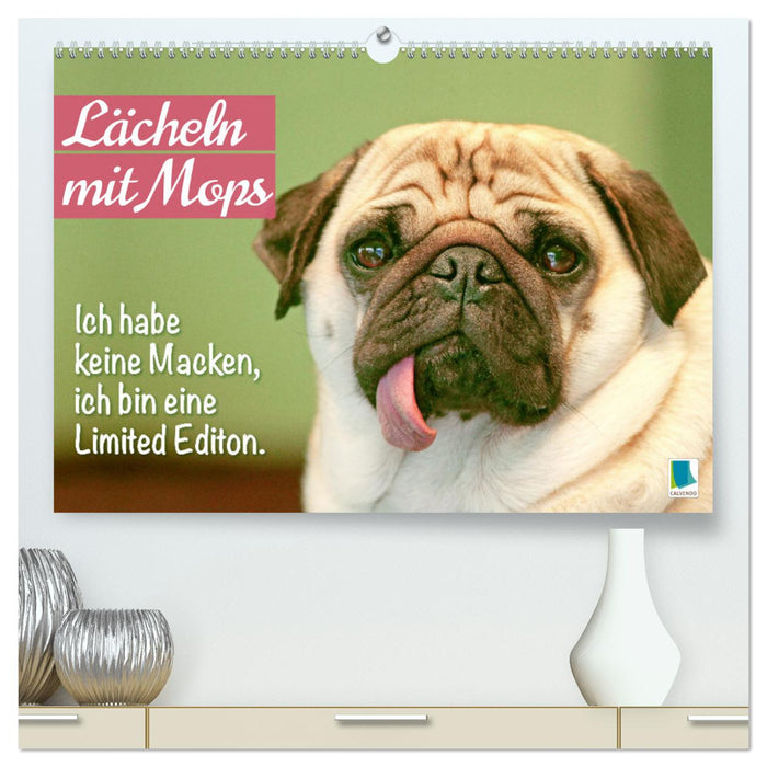 Lächeln mit Mops (CALVENDO Premium Wandkalender 2025)