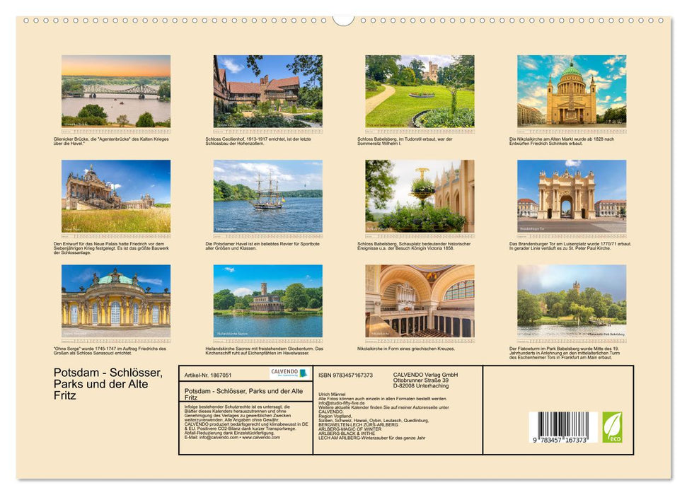 Potsdam - Schlösser, Parks und der Alte Fritz (CALVENDO Premium Wandkalender 2025)