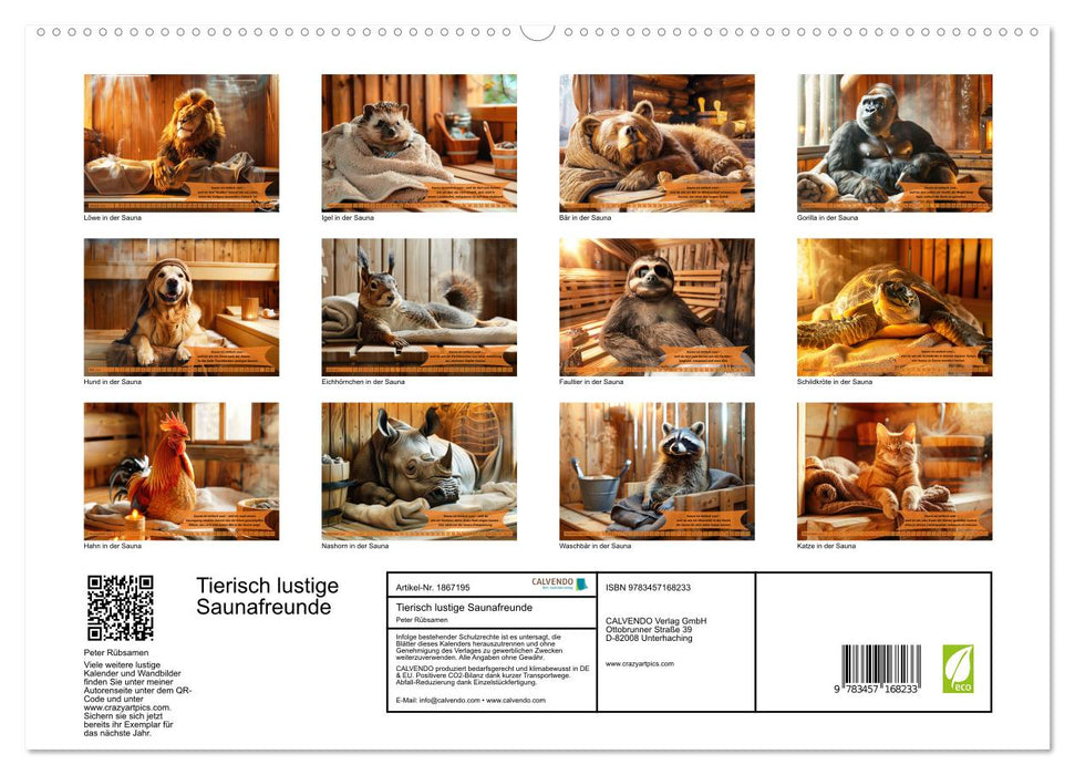 Tierisch lustige Saunafreunde (CALVENDO Premium Wandkalender 2025)