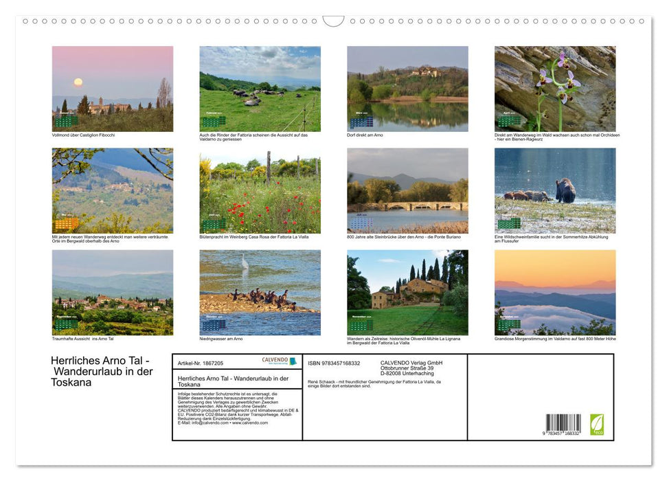 Herrliches Arno Tal - Wanderurlaub in der Toskana (CALVENDO Wandkalender 2025)