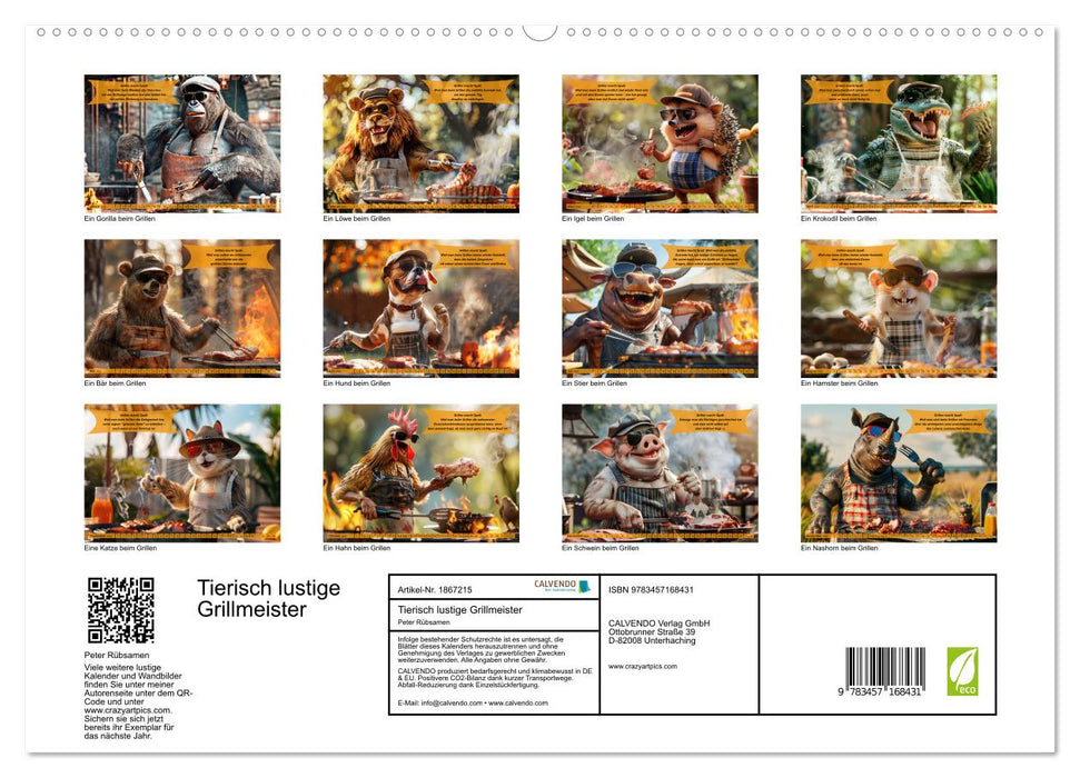 Tierisch lustige Grillmeister (CALVENDO Premium Wandkalender 2025)