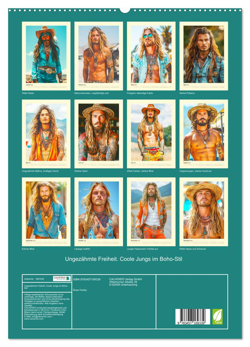 Ungezähmte Freiheit. Coole Jungs im Boho-Stil (CALVENDO Premium Wandkalender 2025)