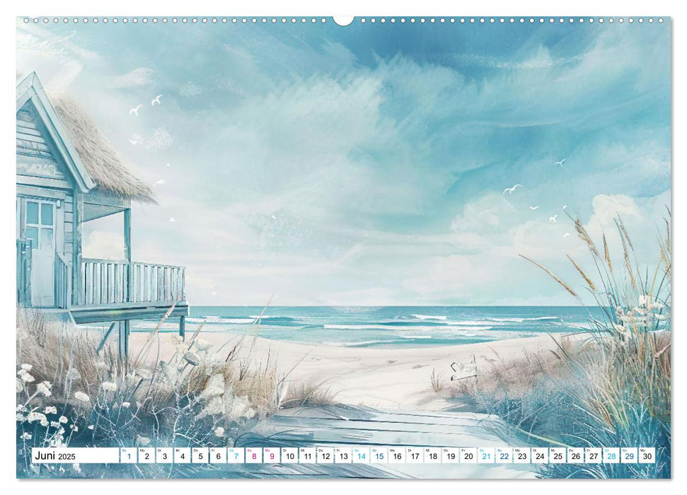 Strandträume in Aquarell (CALVENDO Wandkalender 2025)