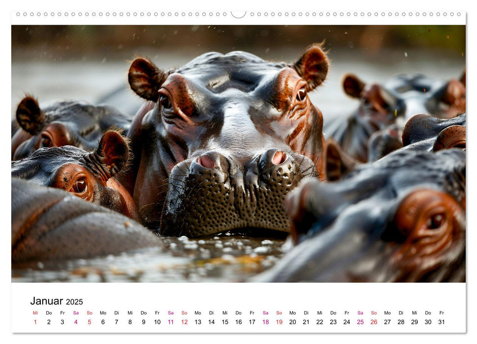 Flusspferde - Hippopotamus amphibius (CALVENDO Wandkalender 2025)