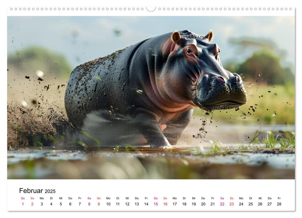 Flusspferde - Hippopotamus amphibius (CALVENDO Wandkalender 2025)