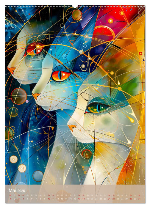 Astrale Katzen - Abstrakte Kunst für Katzenliebhaber (CALVENDO Wandkalender 2025)