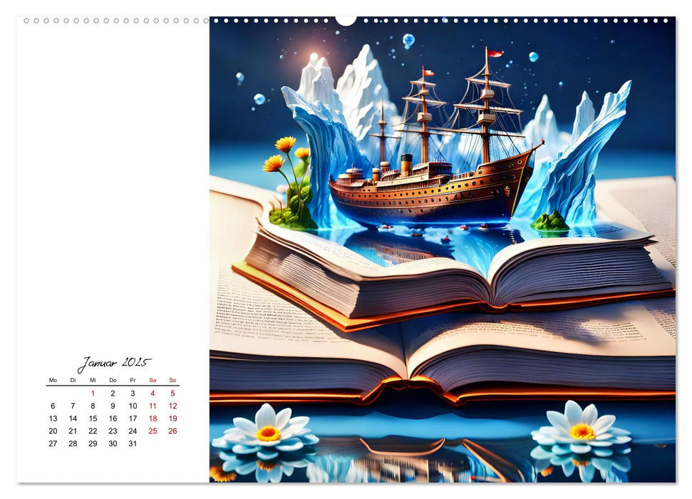 Fantastische surreale Bücherwelten (CALVENDO Premium Wandkalender 2025)